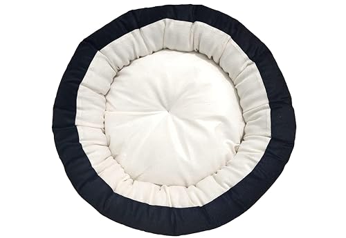 Image of Small Size Dog Bed for Small Size Dogs, Puppies, Kitten and cat Bed Velvet Fabric Dual Color Black-Cream Anti Skid Bottom Washable Export Quality Pet Bed