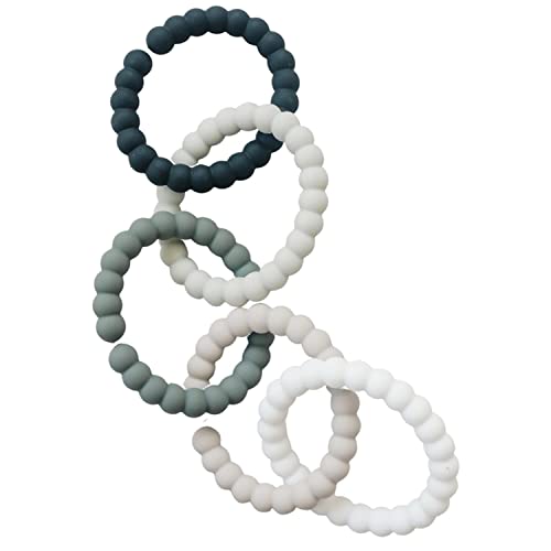 Image of Chewbeads - Silicone Baby Links, Multi Use Baby Toy Rings - Attach Toys & Teethers to Stroller, Car Seat & More - Medical Grade Silicone, BPA Free & Phthalate Free - Includes 5 Neutral Baby Rings