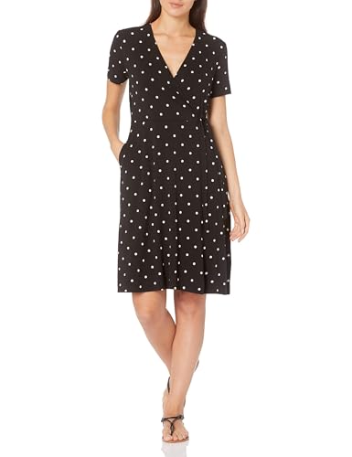 Image of Amazon Essentials Women's Short Sleeve Faux-Wrap V Neck Dress