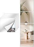 HBHGABIC Shatterproof Self-Adhesive Mirror Tiles & Full Length Wall Mirror - 4 Pack (10"x10") Frameless Acrylic Mirrors, Perfect for Kids Rooms, bathrooms, bedrooms, Gyms and Doors.