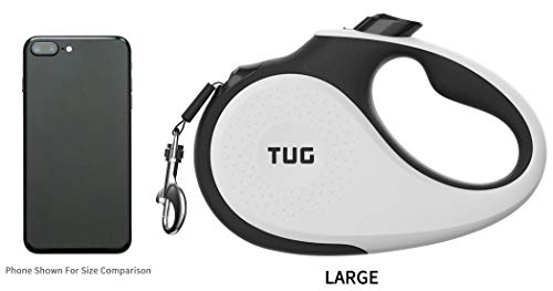 TUG 360° Tangle-Free Retractable Dog Leash | 16 ft Strong Nylon Tape | One-Handed Brake, Pause, Lock (Large, White) - Image 7