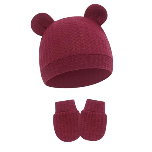 YROHGKPN Cómodo conjunto de manoplas para bebés, tela de algodón suave, transpirable, gorro cálido, hogar, hospital, parque, ocasión, regalo para bebés, F, Talla única