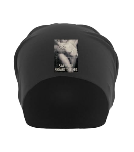 Bonnet souple unisexe Save Water Shower Together en coton fin noir pour un look urbain et casual