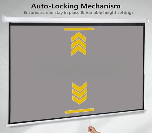 Image of BIG VUE Manual Pull Down Projector Screen, High Gain Grey Fabric Insta Lock - Auto Lock Projection Screen for Classroom, Home Theatre or Office (120 Inch, 4:3 Aspect Ratio)