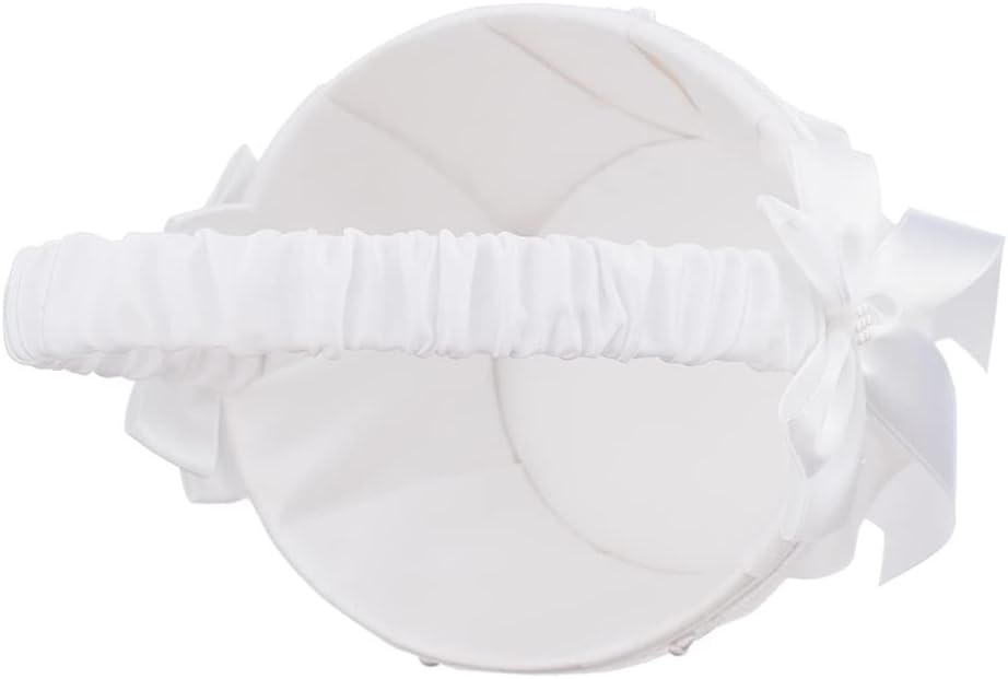 Elegant Wedding Flower Girl Basket White Cute Satin Holder Pillow Storage Party Decoration