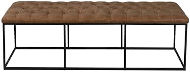 HomePop 58" Large Upholstered Bench - Light Brown PU Leather