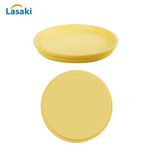 Image of Lasaki Round Ceramic Trays (Plates Saucers) for Pots, planters, Flower, Succulent(Set of 2,Saffron,4 inch) R4(Plants not Included)