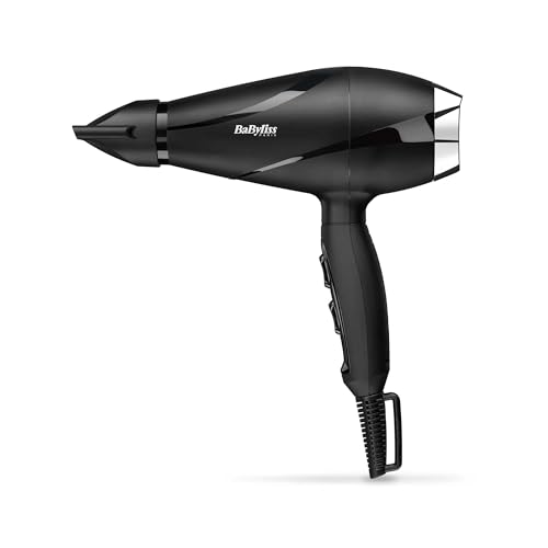 BaByliss Sèche-cheveux Shine Pro 2200 - 2200W, Technologie ionique, Technologie anti-frisottis, Diffuseur et concentrateur inclus, Fabriqué en Italie, Noir, 6713DE