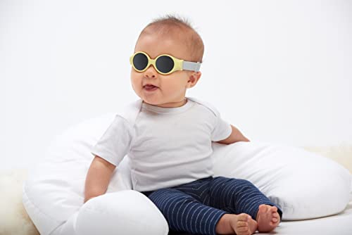 Image of BEABA, Baby Sunglasses 0-9 Months, 100% UV Protection - CAT 4, Side Protection, Optimal Comfort, Adjustable Elastic Headband, Pastel Yellow, 1 Unite (Lot de 1)