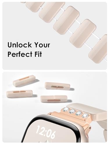 Image of V.R.HOPE Stretchy Resin Apple Watch Band for Series Ultra /10 /9 /8 /7 /SE 38mm 40mm 41mm 42mm Fashion Cute, Lightweight & Flexible, Rectangle Design with iWatch Series 6 /5 /4 /3 /2 /1(Fluorescent White-S)