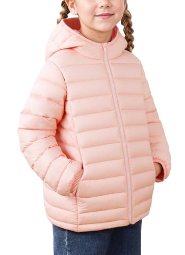 Happy Cherry Toddler Boy Girls Quilted Lightweight Jacket Kids Packable Down Coat Zip Up Hooded Outerwear 2-14 Years