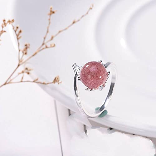 Bague réglable pour les femmes anneau ouvert argent S925 perle de fraise