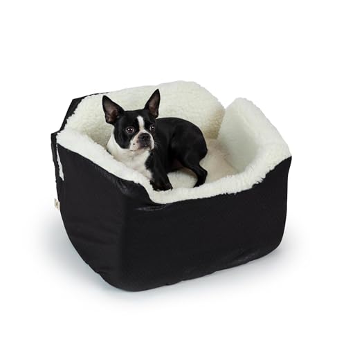 Snoozer Lookout I Car Seat - Dog Car Seats for Small Dogs, Puppy Booster Bed for Small & Medium Sized Pets Up to 25 Lbs, Elevated, Washable - Medium, Black Diamond