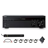 Sony STR-DH190 Stereo Receiver (STRDH190) Bundle Including: RCA Cable, Surge Protector, Cable Ties, Fiber Cloth (Renewed)
