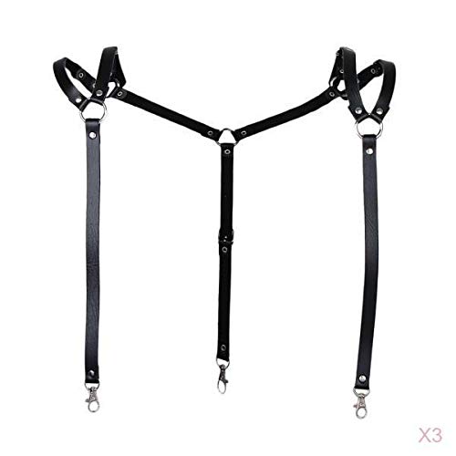 zoomella 3Mens Artificial Leather Suspenders Business Shirt Braces for Pants Trousers-picture-26