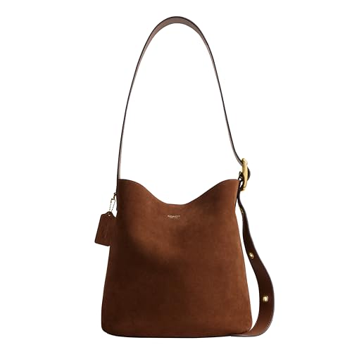Coach Bleeker Bucket Bag in Suede, B4/Warm Brown