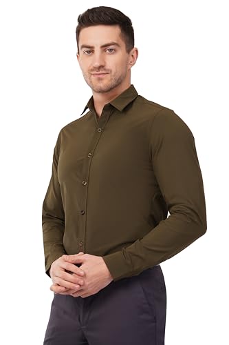 Image of SaintX Men's Premium Solid Formal Shirt | Slim Fit | Plain Full Sleeve | Feather Touch Soft Finish | Wrinkle Resistant | No Ironing Required | 360 Highly Stretchable Fabric