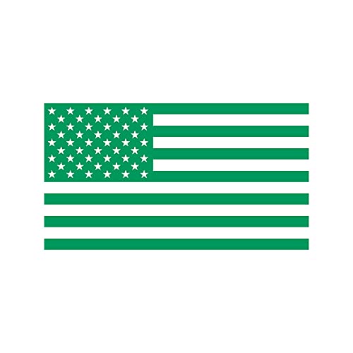 Image of American US Flag [Pick Color /Size] Vinyl Decal Sticker for Laptop /Car /Truck /Window /Bumper (18in x 10in, Matte Green)