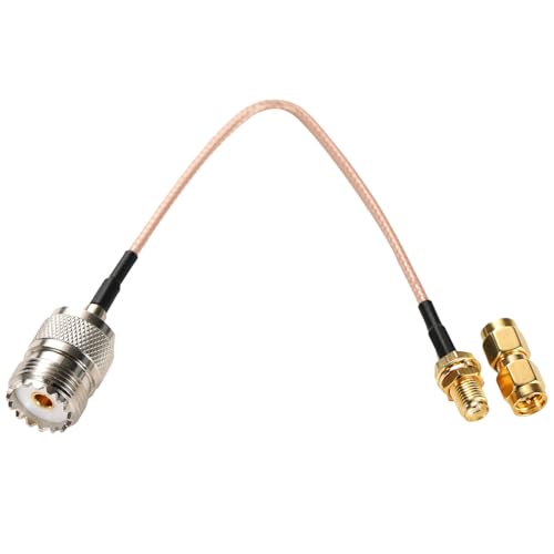 Greluma 1 Pieza Cable de extensión de Adaptador coaxial UHF Hembra SO 239 a SMA Hembra, Cable Flexible de Baja pérdida RG316 con Adaptador SMA Macho a Macho