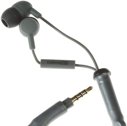 CordCruncher EBMCBLGY00GRAY Tangle Free Earbuds with Microphone, Gun Metal Gray