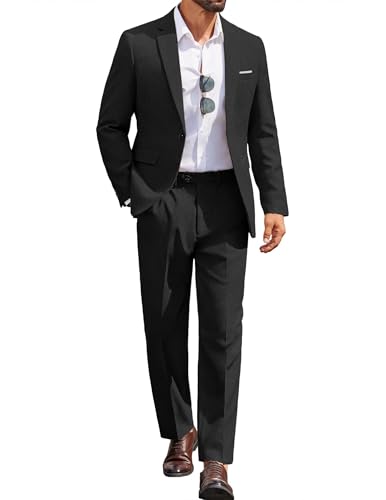 COOFANDY Men Suits Classic Fit 2 Piece Suit Set One Button Casual Blazer Wedding Bussiness Suit Separates
