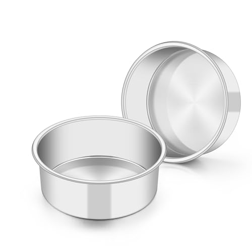 TeamFar 5 Inch Cake Pan Set of 2 Stainless Steel Layer Cake Baking Pan
