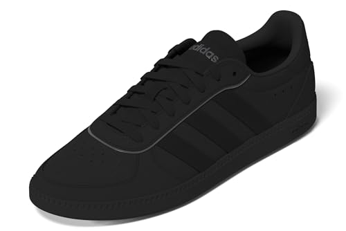adidas Women's Breaknet Sleek Sneaker, Black/Black/Iron Metallic, 10