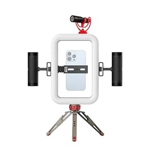 GVM TL600B 2700K~6800K LED Ring Selfie Light, Smartphone Video Rig & Phone Video Stabilizer, Step-Less Dimming Video Light, Bluetooth, App Control