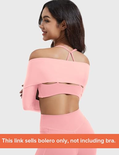 Image of YEOREO Women Crop Top Long Sleeve Bolero Open Front Workout Cropped Shirts Sports Shrug