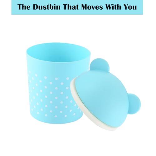 Image of Heart Home Pack of 3 Cute Small 1 Ltr Table Dustbin for Home & Office with Lid | Lightweight Mini Dustbin for Kitchen /Bedroom - Ideal for Desk, Countertops & Small Spaces | Sky Blue