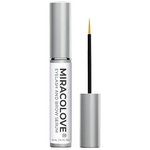Miracolove Eyelash Growth Serum - Natural Peptide Lash Serum & Eyebrow Growth Serum for Longer, Fuller, & Thicker Lashes - Vegan, Irritation Free Formula - 5mL