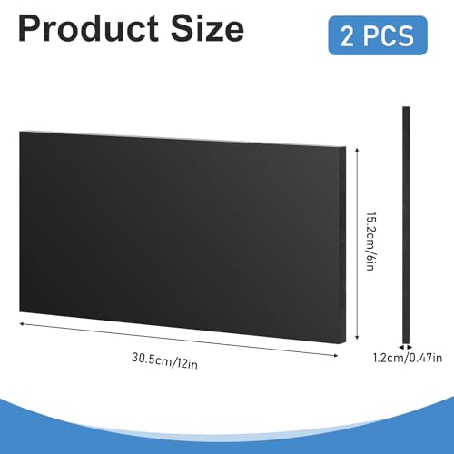 Image of 2 Pcs Black HDPE Plastic Sheet, 1 /2 inch Thick 6 inchx 12 inch,High Density Polyethylene Sheet Board Hard Solid HDPE Plastic Block Sheets for DIY Projects for Machining Home