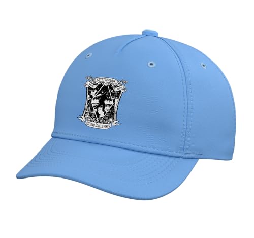 Cryptozoology Tracking Society Research Believe Cryptids Adjustable Printed Baseball Hat, Light Blue