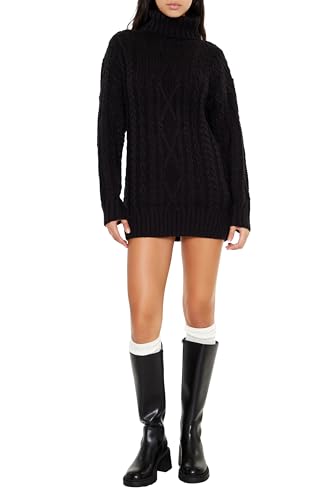 Forever 21 Women's Turtleneck Mini Sweater Dress Black Medium