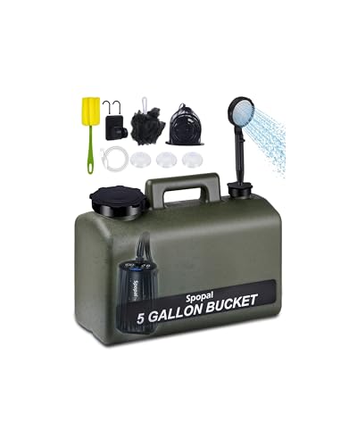 Rechargeable Camping Shower with 5-Gallon Water Jug