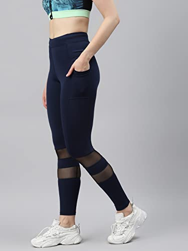 Image of BLINKIN Women's & Girl's Gym Wear Skinny Fit Mid Rise Tights Track Pant With Mesh Insert & Side Pockets : Ideal For Active Wear, Yoga & Workout - The Ultimate Gym Pants (6081)