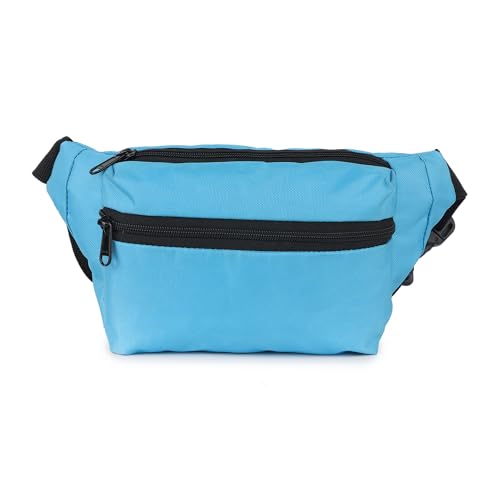 Image of Waist Bag for Man Woman - Anti Theft, Waterproof Zippers and Back Pocket - Large Travel Waist Pouch, Fanny Pack, Belt & Hip Bag for Men, Women for Hiking, Passport, Gym (Black) (Turquoise)