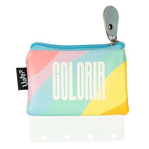 Estojo Necessaire Multiuso com Presilha, Poliéster, Design Colorido em Tons Pastéis, para Caderno de Discos, 12,5 x 8,5 cm, Organizador de Materiais Escolares e Acessórios