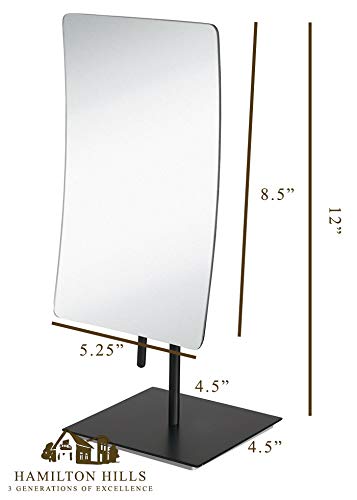 Hamilton Hills 5X Magnified Premium Modern Rectangle Vanity Makeup Mirror | Portable Matte Black Contemporary Finish | Adjustable Easy Positioning | Best Luxury Quality Magnifying Beauty Mirror