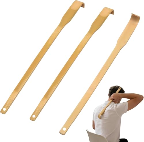 JININOSEU 3 Stück 41.5cm Rückenkratzer Holz Langer Griff Vielseitiger Bambus Rückenkratzer
