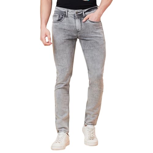 Image of Being Human Grey Slim Fit Men's Denims Clothing
