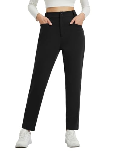 baleaf Womens Fleece Lined Pants Stretch Business Casual with 5 Pockets Travel Petite Work Thermal Pants Winter Sweatpants