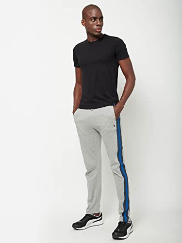 Image of sporto Anthra Melange Modern Slim Fit Track Pants for Men with Zippered Pockets