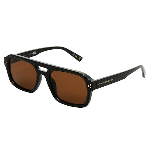French Connection Women's Miriam Aviator Sunglasses, Black, 54 mm