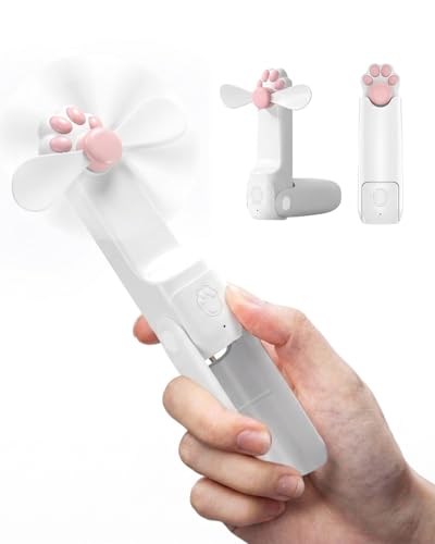 MOXTOYU Mini Ventilateur de Poche Portable Pliantavec avec Batterie Rechargeable USB [14-22 heures de travail], 3 Vitesses Reglables avec Batterie Externe, Fonction Lampe de Poche - Blanc