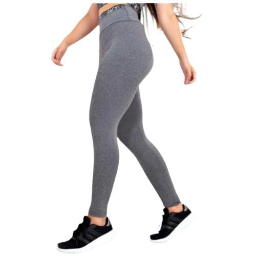 Calça Legging Feminina Cintura Alta- Basicamente (BR, Alfa, M, Slim, Regular, Cinza Mescla)
