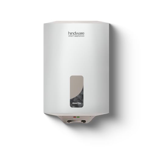Image of Hindware Smart Appliances Xceed Plus 15 L Storage Water Geyser with Glass-Lined Tank | 5 Star BEE Energy Rating and Temperature control knob (White and Grey)