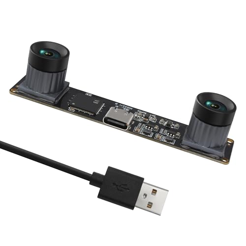 Accum USB Stereokamera Kameramodul, Synchrones Doppellinsenobjektiv, 4MP 1080P Full HD 60fps Hochgeschwindigkeit, 85° Weitwinkel 3D Webcam, Plug & Play kompatibel mit Lightburn, VR, PC, Laptop
