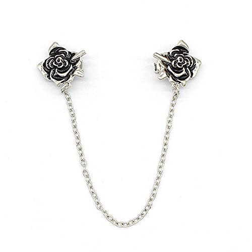 Image of Antique Collar Clips Brooches Lapel Pins for Women Girls Unisex Vintage Elegant Enameled Flower Imitation Pearl Blue Rhinestone Layered Tassel Chain Drop Dangling Necktie Tie Shawl Scarf Dress Accessories Jewelry Christmas Birthday