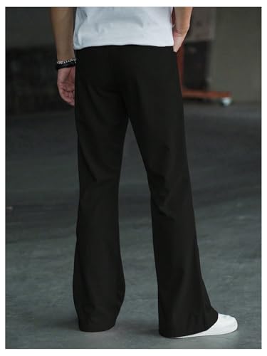 OYOANGLE Men's Bell Bottom Pants Zipper Fly Solid Vintage Bootcut Trousers 70s Disco Outfits3